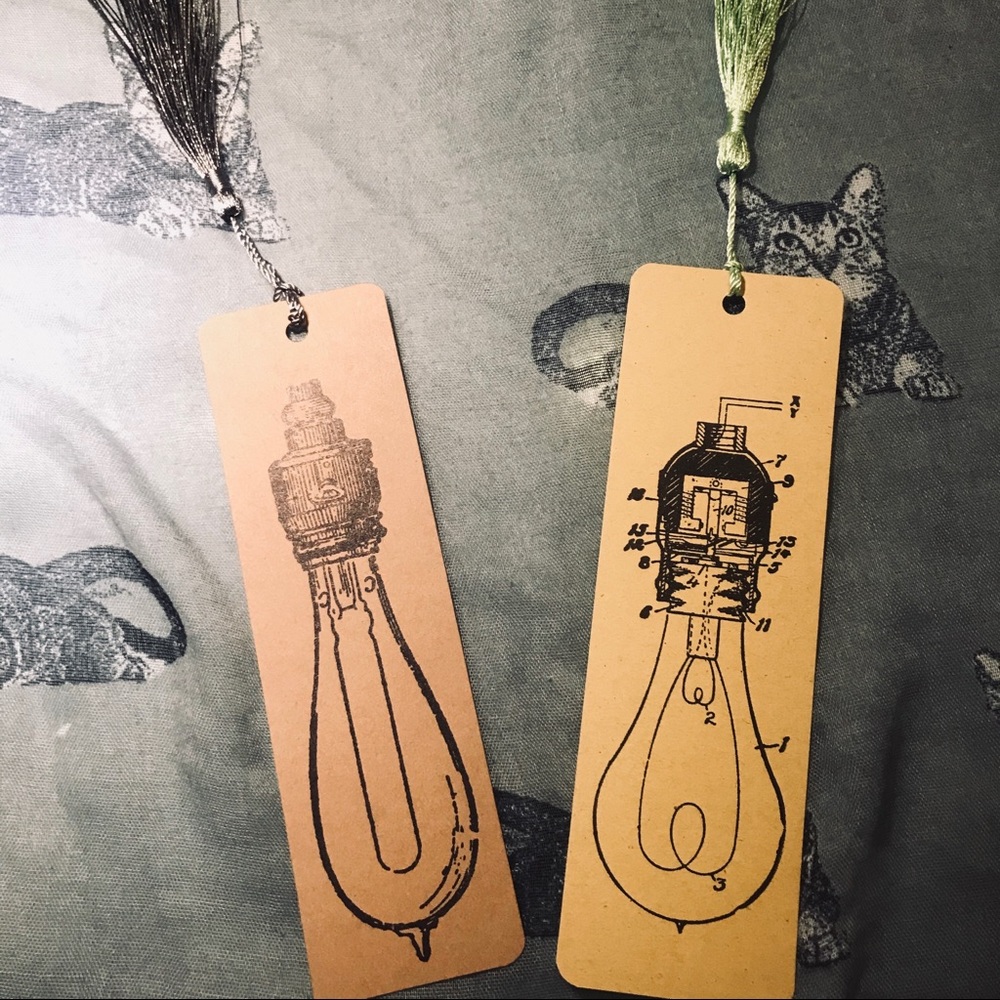 Handmade Letterpress Edison Bulb Bookmark Set